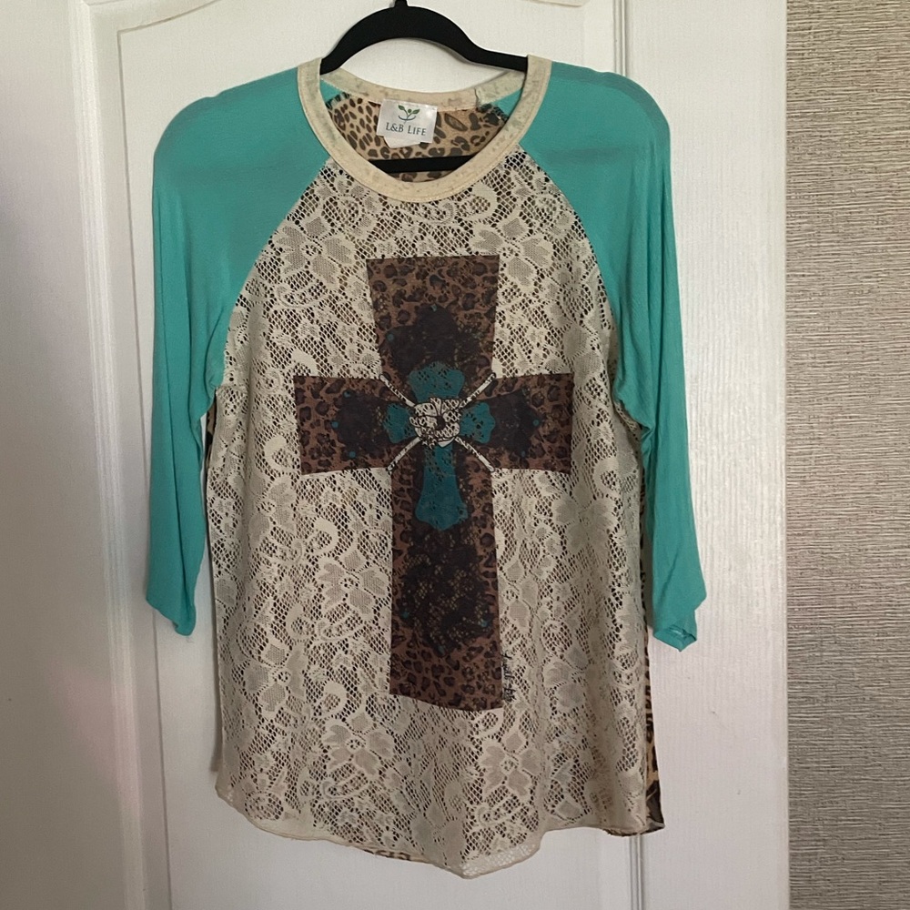 Sheer L&B Life top with Cross